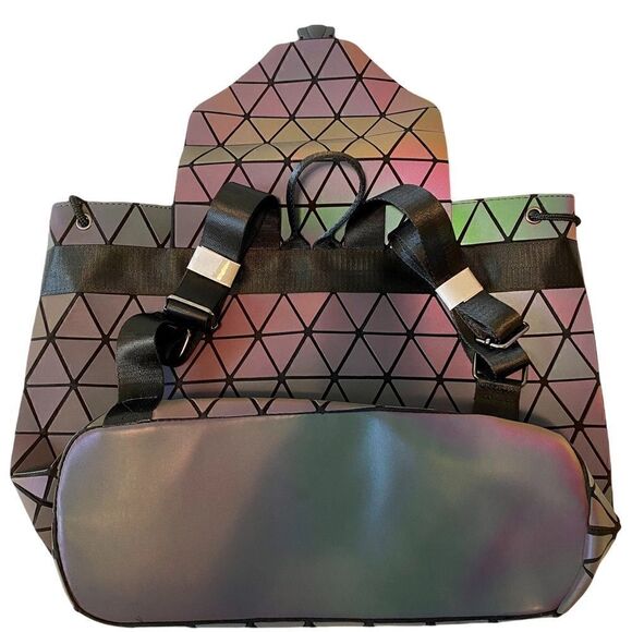 Brand New Reflective Geometric Designed Backpack. Lightweight. main image 4